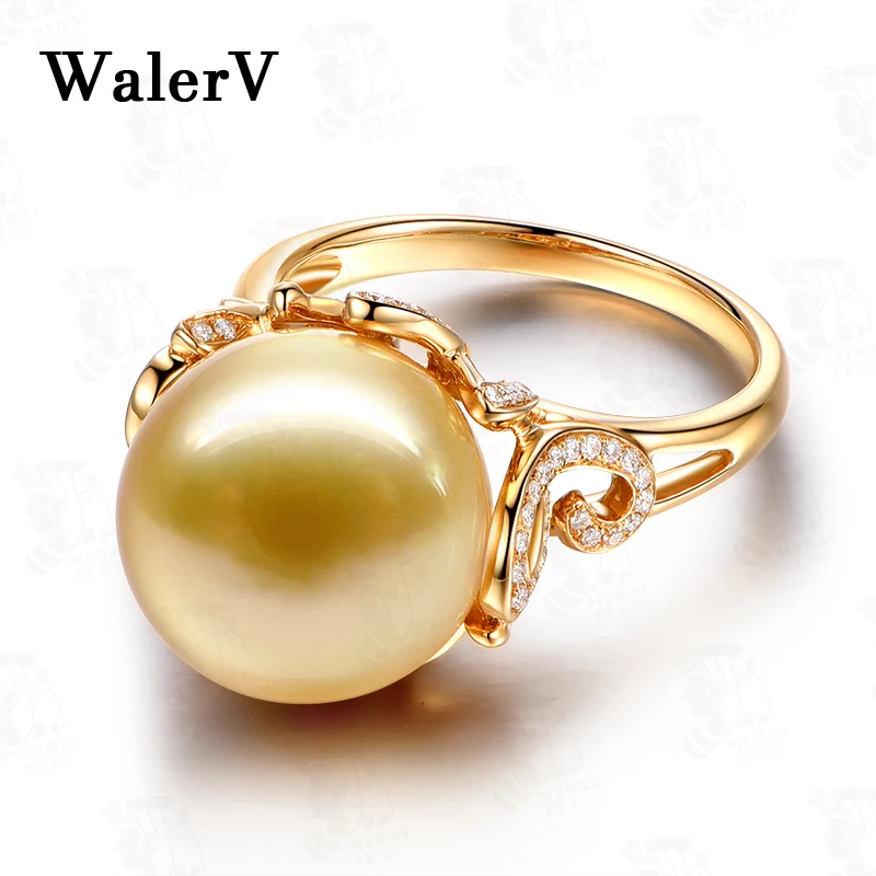 WalerV новые женские кольца модные очаровательные круглые жемчужные роскошные