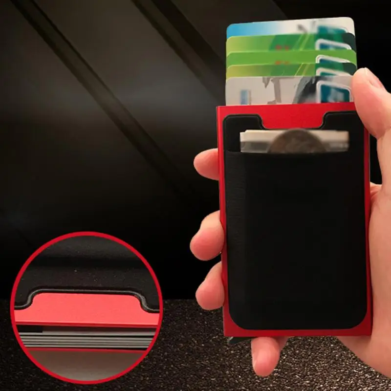 Мужской алюминиевый кошелек с задним карманом ID держатель для Карт RFID Блокировка мини тонкий металлический кошелек автоматический кошелек для кредитных карт