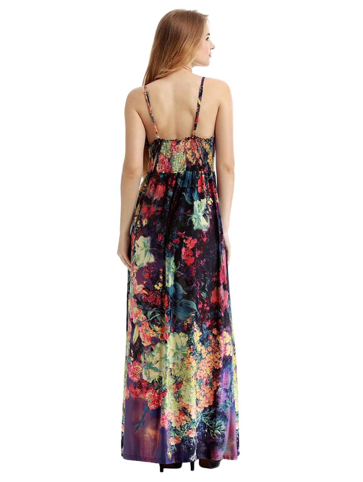 Женское платье макси на бретелях с V образным вырезом|Женские платья| |