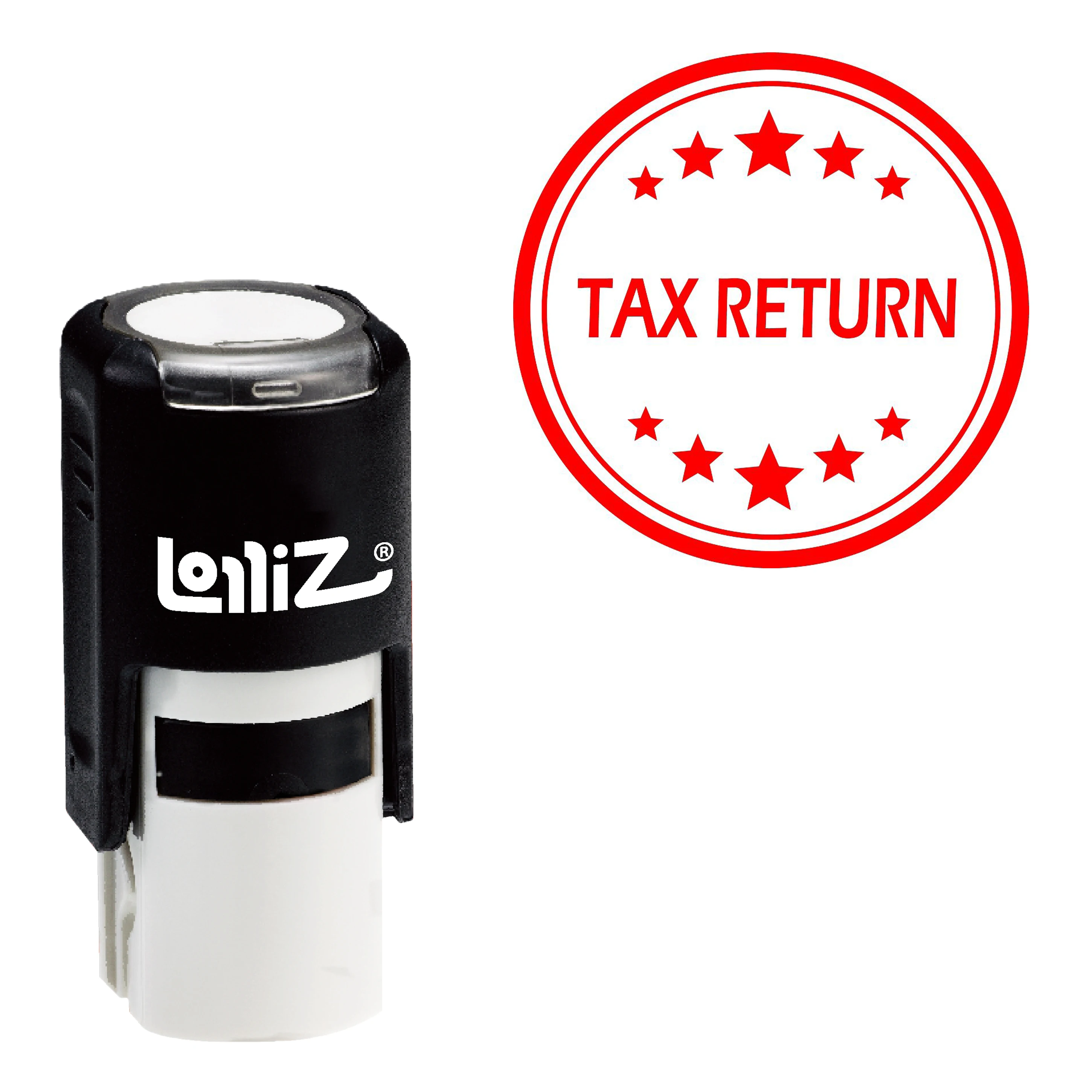 

LolliZ Tax Return Round Office Stars One Line Self-Inking Stamp