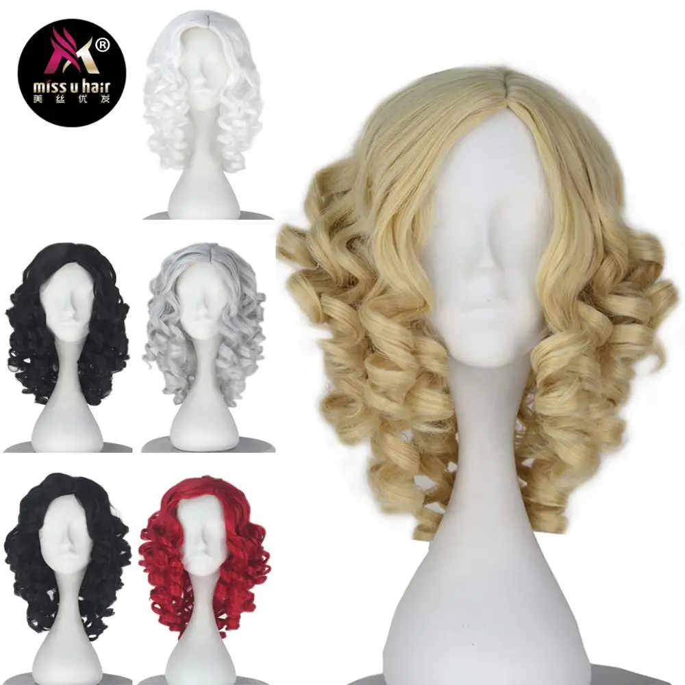 Женский синтетический парик Miss U Hair, короткий кудрявый парик с желтыми, светлыми, черными, красными волосами для ролевых игр, косплея, для взрослых, для Хэллоуина