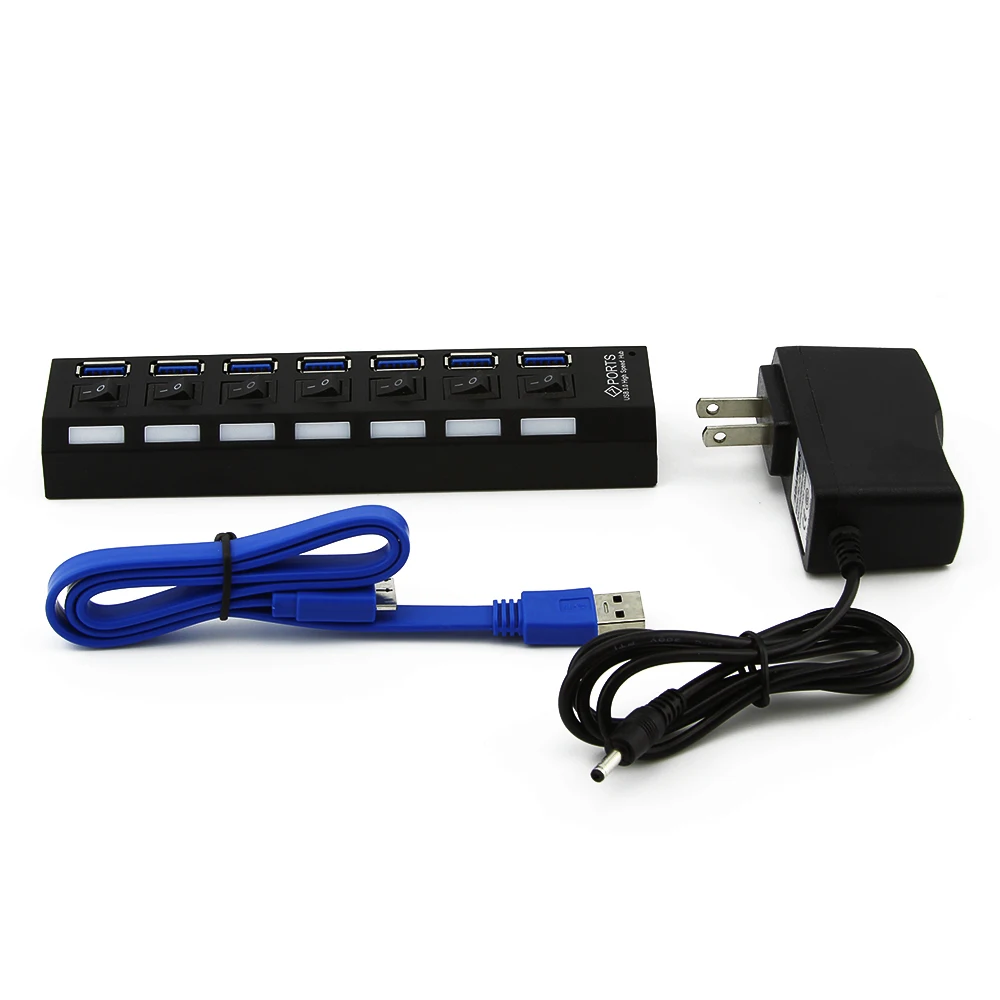 CHYI USB3.0 HUB 7 портов с адаптером питания | Компьютеры и офис
