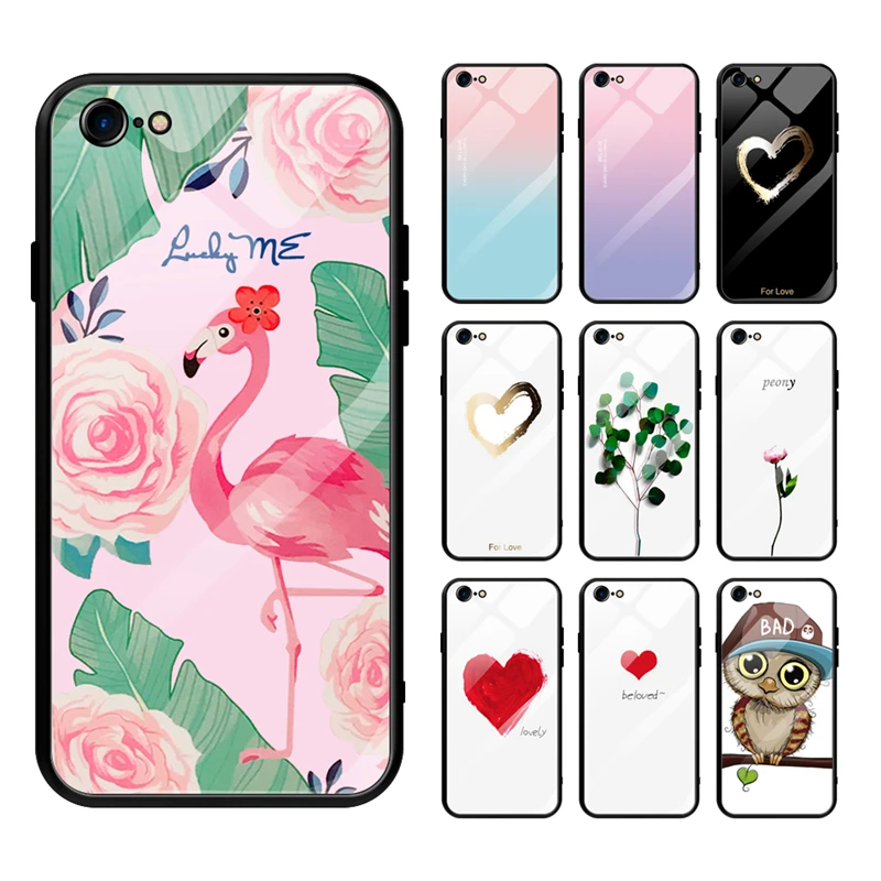 Чехол из закаленного стекла с сердечками для iPhone X XS Max XR милый защитный чехол