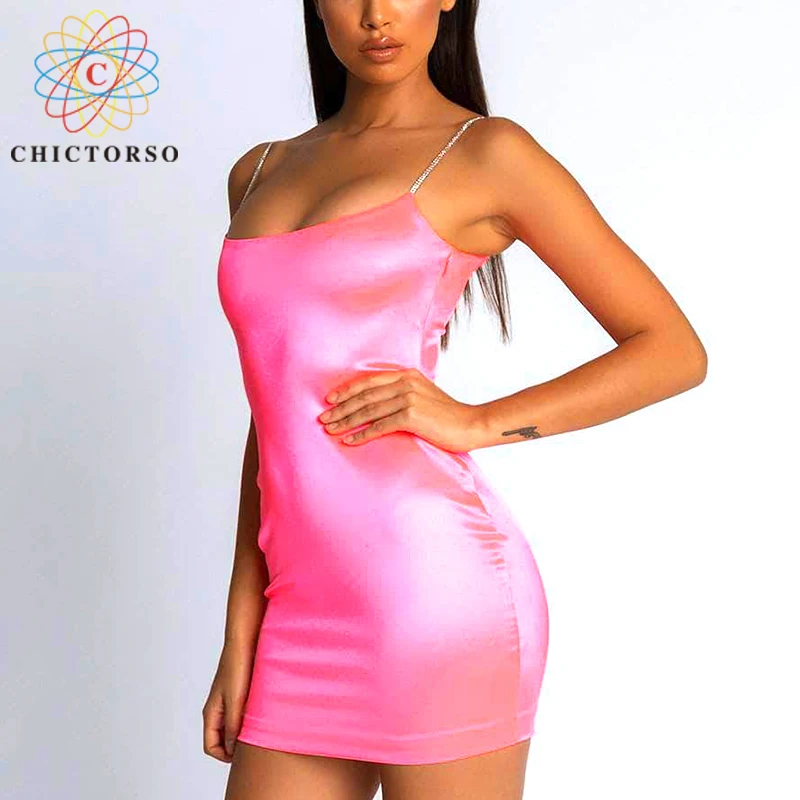 Hictorso бриллианты для вечерние эластичное атласное платье Клубная одежда