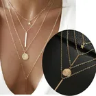 Новое модное многослойное винтажное ожерелье с кулоном золотые геометрические звезды с блестками Металлические ожерелья для женщин и девушек оптовая продажа ювелирных изделий