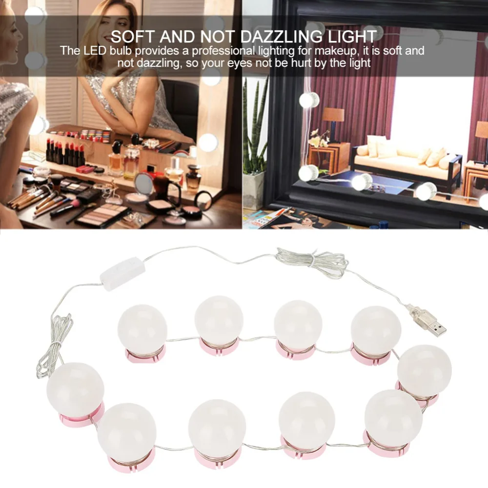 Makeup Mirror Vanity Led Light Bulbs Kit Usb Charging Port Cosmetic Lighted Make Up Mirrors Bulb Adjustable Brightness Lights | Лампы и
