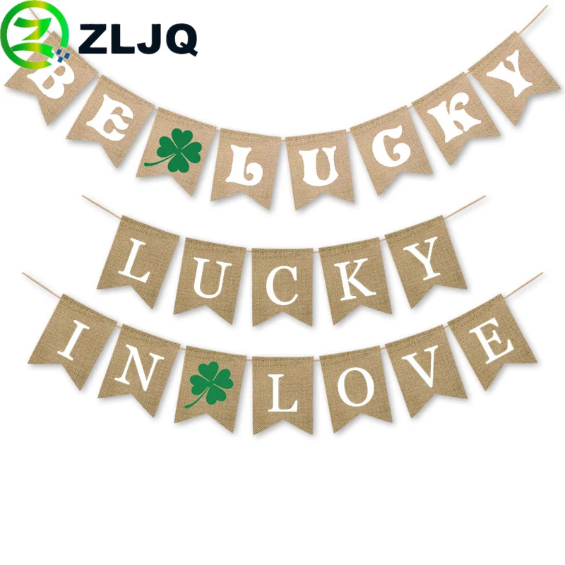 ZLJQ Клевер быть Lucky висит строка Баннеры День Святого Патрика вечерние