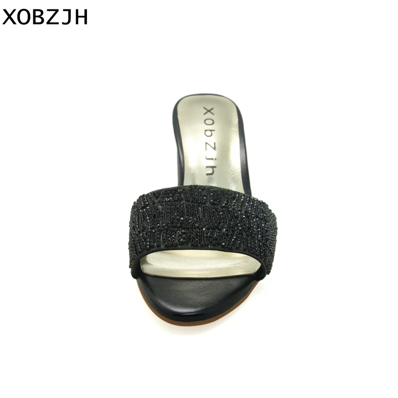 XOBZJH/Женская обувь коллекция 2019 года босоножки со стразами на высоком каблуке
