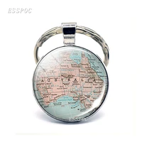 australia map glass cabochon pendant keychain new zealand map dome keyring fashion souvenir jewelry gift for women men