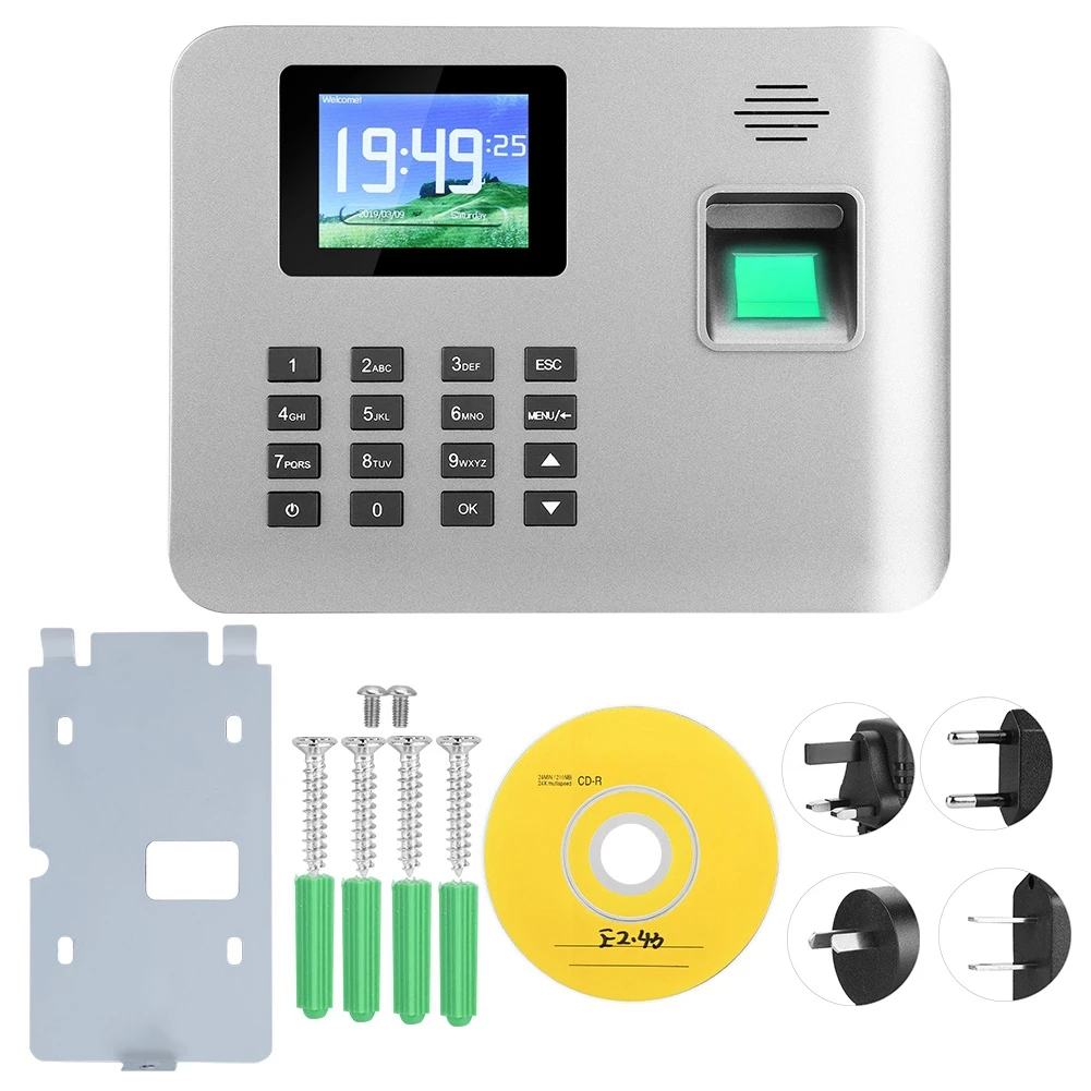2.8Inch Screen Smart Induction Fingerprint Time Attendance Machine Clock 100-240V | Безопасность и защита