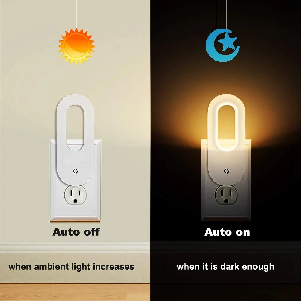 White Light Sensor Control Night Baby Lamp Auto Led Bedside Emergency Home Decoration Us Plug | Освещение