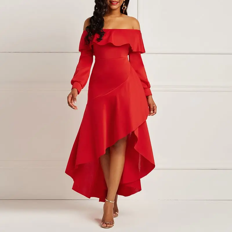 Вечернее платье с открытыми плечами 2019 вечерние рождественские Женские