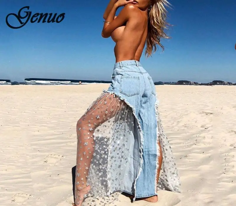 Женские рваные джинсы в стиле пэчворк повседневные брюки из сетчатого денима с