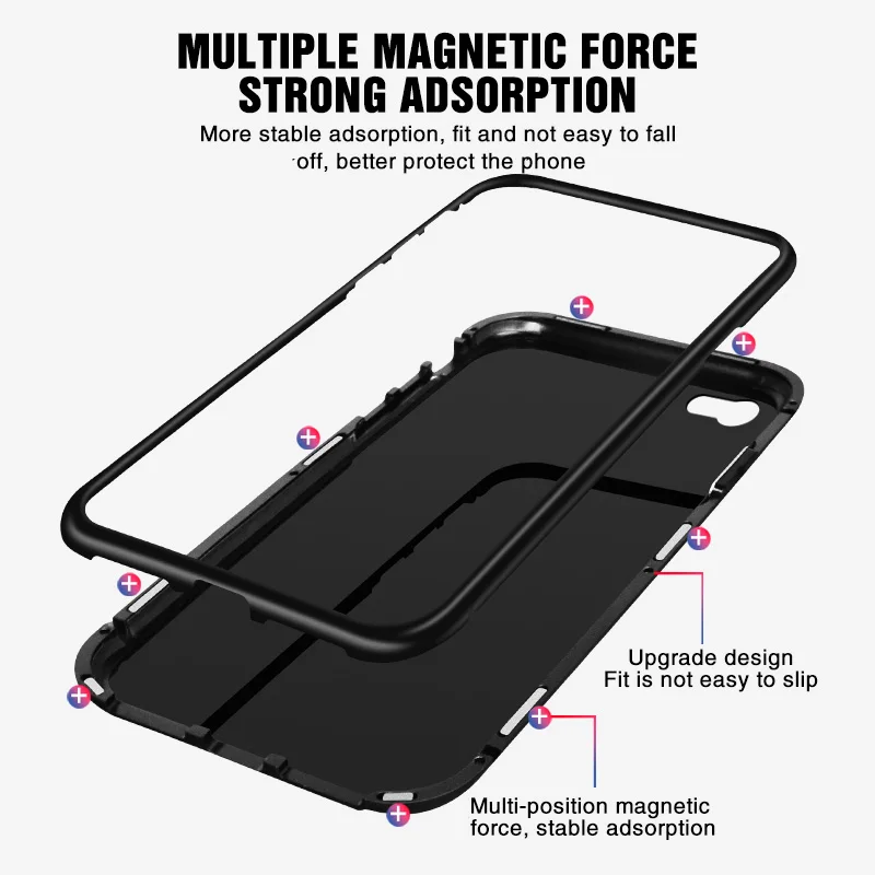 Металлический магнитный чехол для iPhone XR XS MAX X 8 Plus 7, чехол из закаленного стекла на магните для iPhone 7, 6, 6 s Plus, чехол на x xs