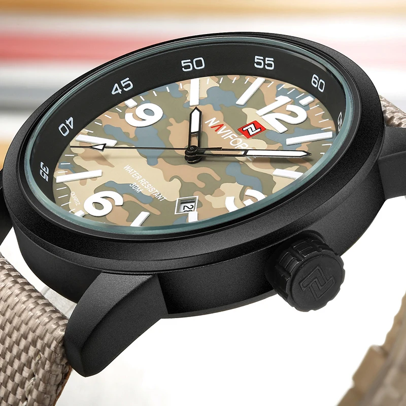 NAVIFORCE мужские роскошные спортивные и фирменные часы военные Кварцевые