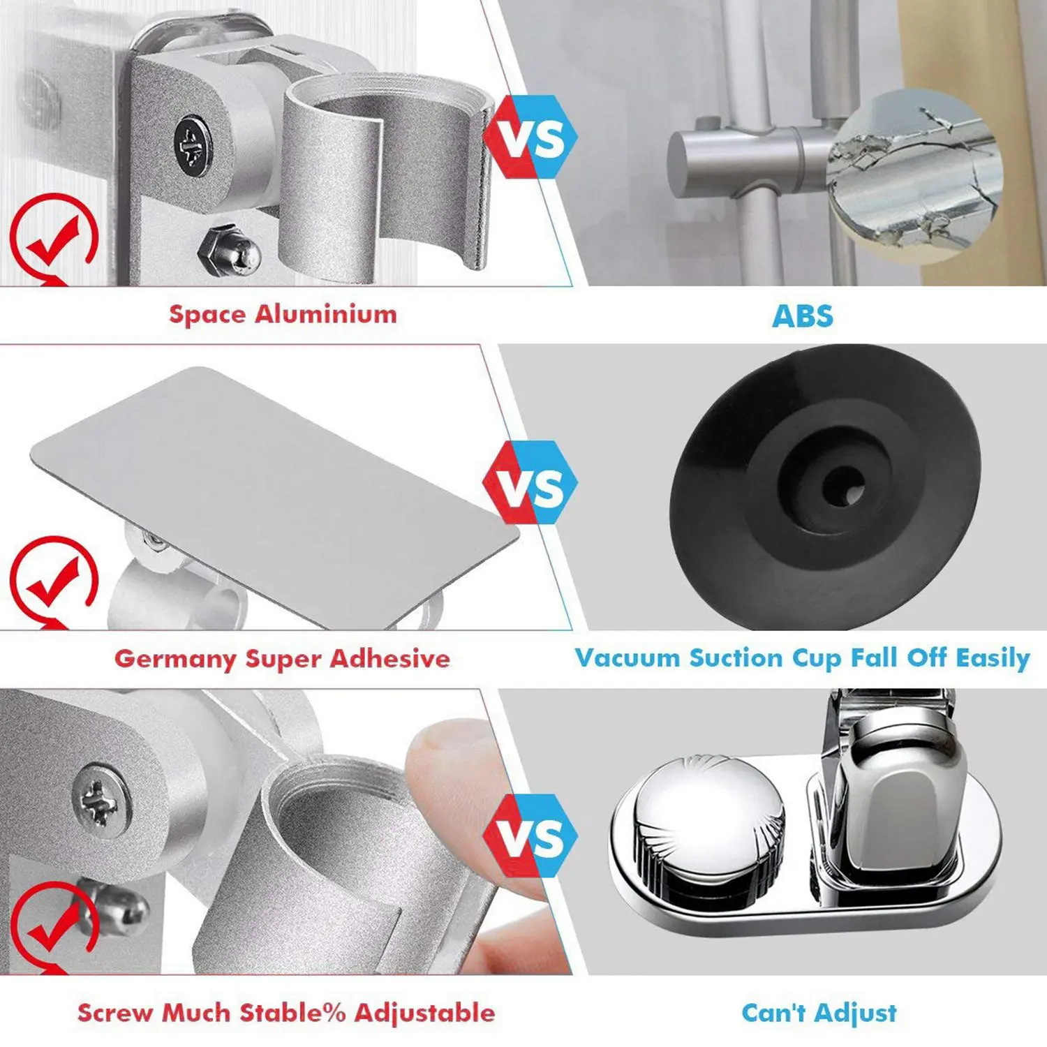 CNIM Hot Silver Adhesive Shower Head Holder Adjustable Wand Stainless steel | Обустройство дома