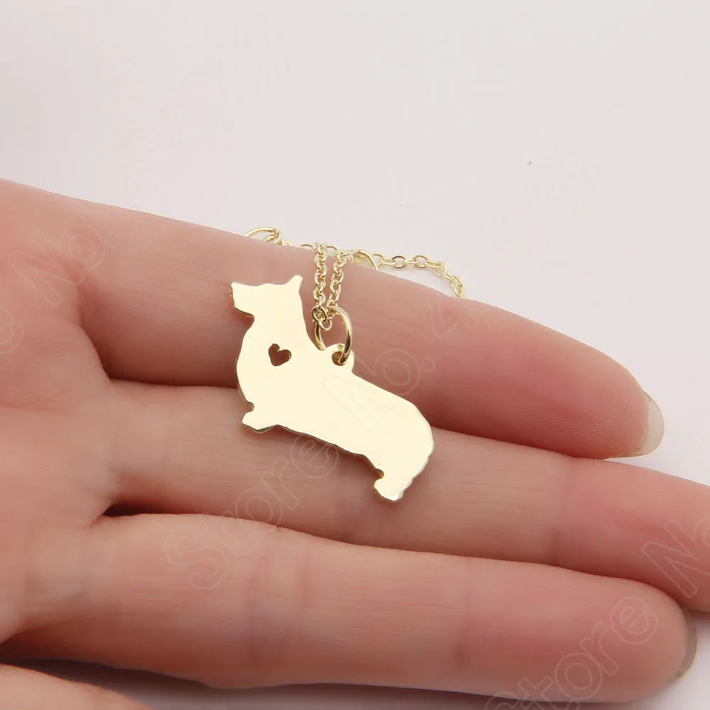 

1020 Corgi Necklace Queen Love Dog Necklace Memorial Gift Pet Lover Tag Necklaces Pendants Silver Plated Choker Women