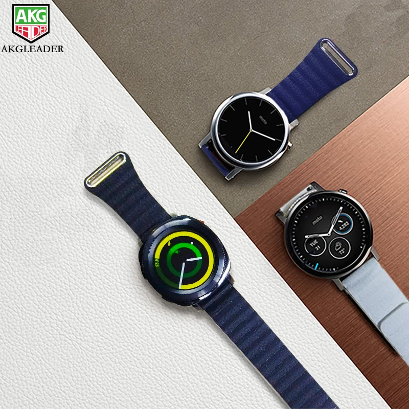 Ремешок для часов кожаный магнитный ремешок 20 или 22 мм Huawei Watch 2 Sport Samsung Gear S3 Spor S2