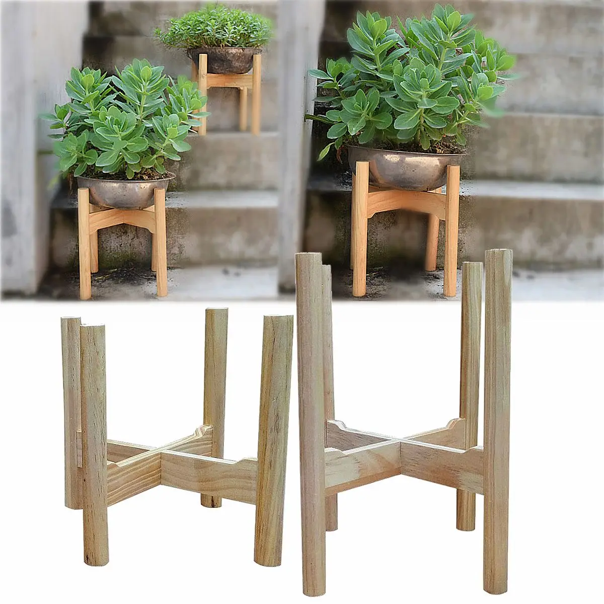 

Furniture New Plant Shelves Flower Garden Wooden Plant Stand Flower Pot Garden Rack Stand Flower Display Wood Shelf Storage Rack