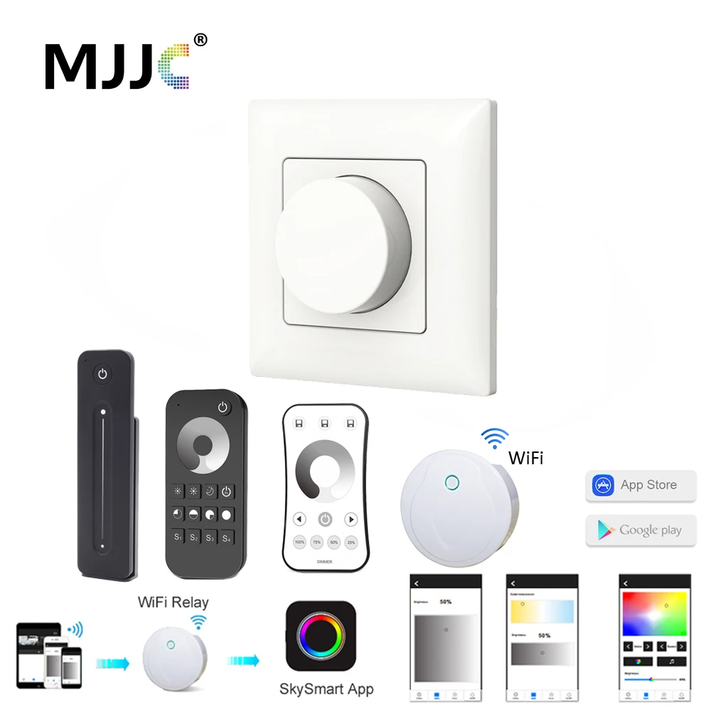 

Dimmer Remote 220V EU 230V 110V AC Dimmable Knob Light Switch With RF 2.4G Wireless Remote Controller Dimmer for LED Lamps KS