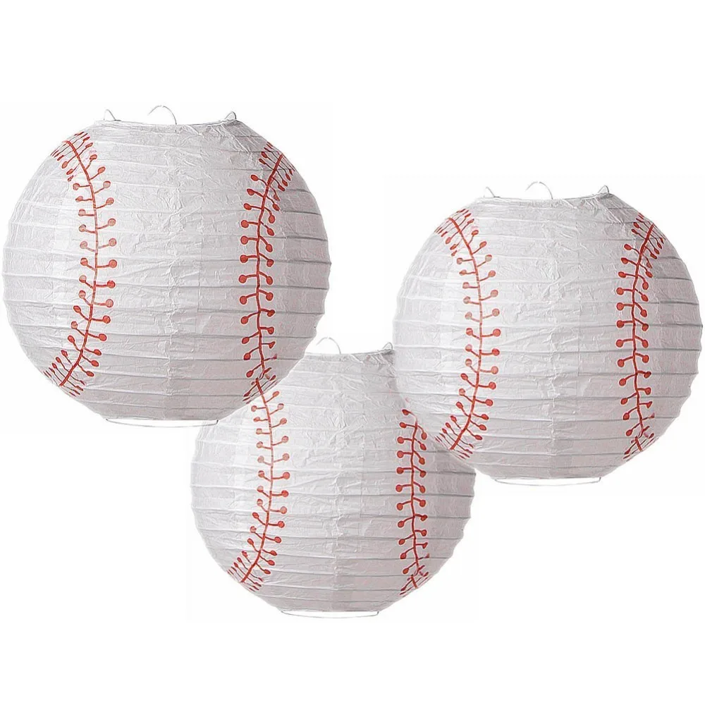 

Pack Of 3pc 20cm 8'' Baseball Shape Hanging Paper Lantern For Sports Theme Baseball Fans Party Birthday Party Home Decoration
