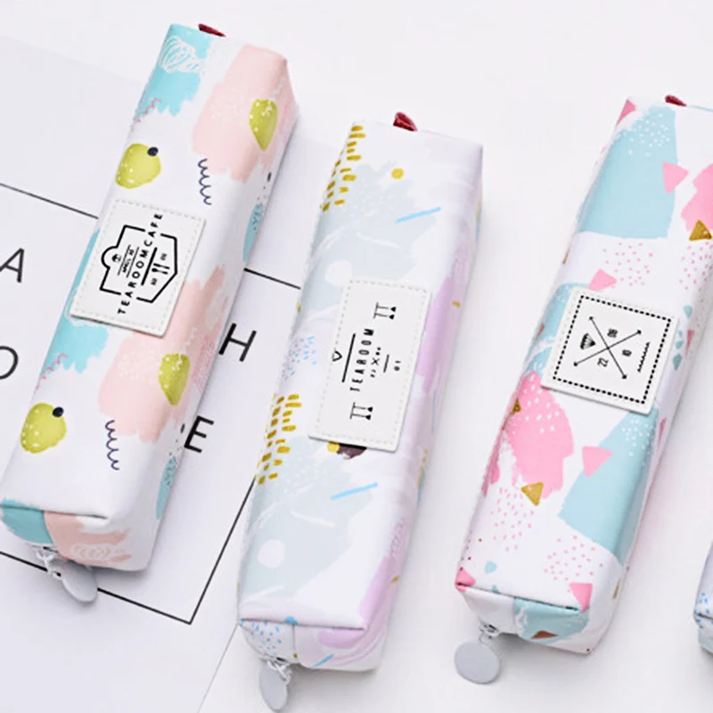 Акварельный карандаш случае кавайный конфетный цвет угол Pencilcase Милый Холст