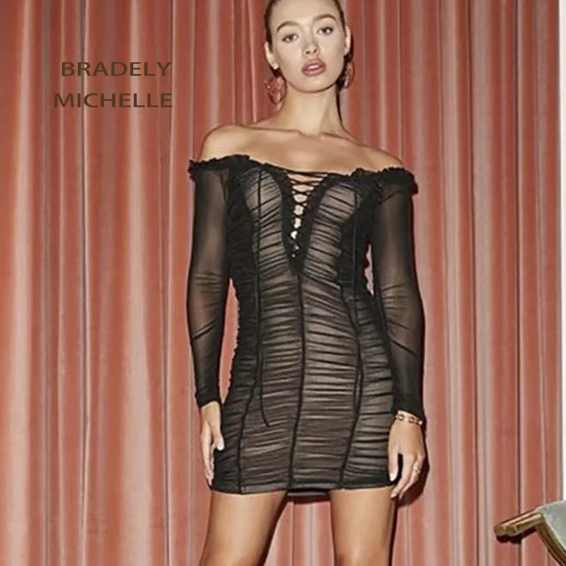 Vestidos verano 2019 пикантное женское эластичное платье футляр с длинным рукавом
