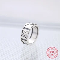 factory price 100 925 silver ring thai silver fashion concise delicate leaves big ring fine jewelry for female