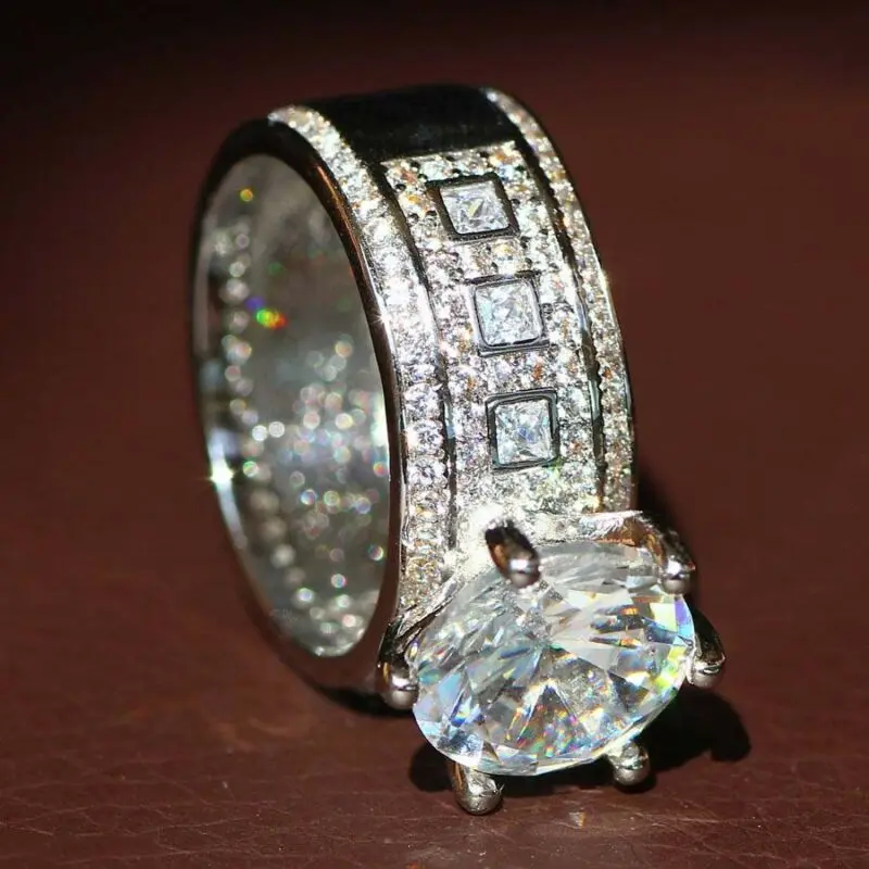 

Beautiful Size 6-10 Fashion Zircon Wedding Gift Birthstone Engagement Ring Woman shiny White Ring