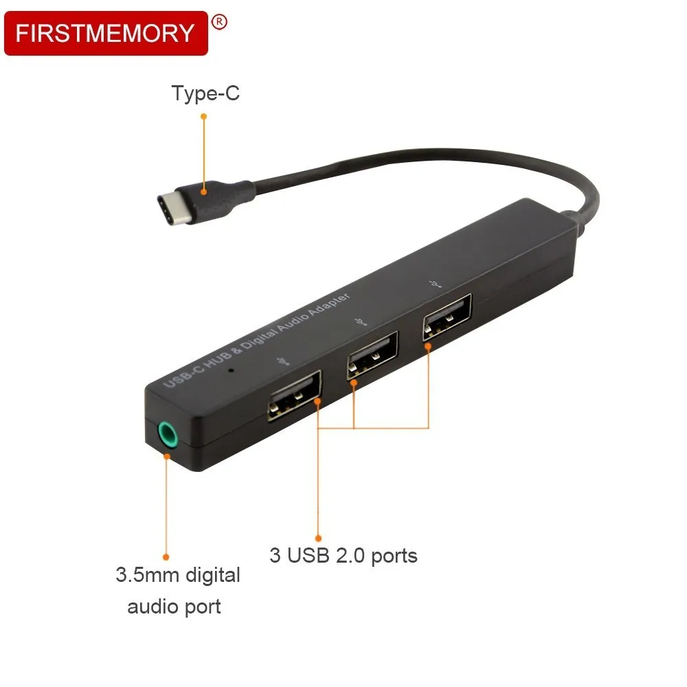 Type C концентратор 3 порта USB 2 0 5 мм наушники музыка цифровой аудио адаптер сплиттер