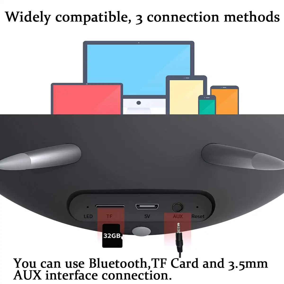 Черный Будильник с fm-радио 10 Вт 3600 мАч беспроводной bluetooth Дополнительный вход громкоговорителя tf музыкальный проигрыватель в реальном времени температуры окружающей среды дисплей