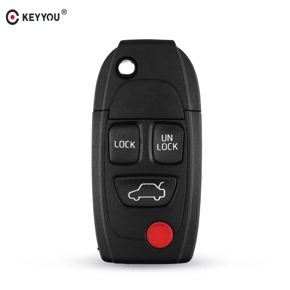 KEYYOU 3 + 1 кнопочный дистанционный раскладной чехол для ключа Fob без Volvo XC70 XC90 V50 V70 S60