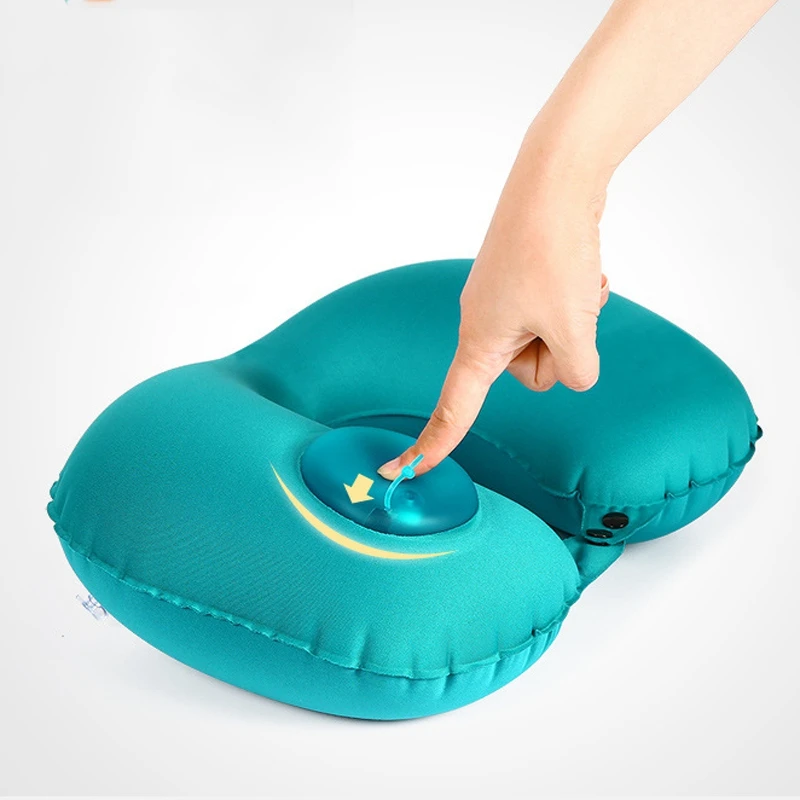 U-Shape Automatic Inflatable Travel Pillow Neck Car Air Pillows Cushion Headrest Folding Portabl | Дом и сад
