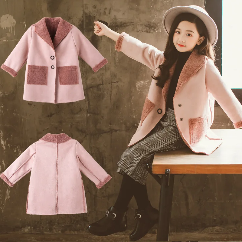 Children's Garment Deerskin Overcoat Korean 2018 Autumn And Winter New Pattern Child Fashion Girl Windbreaker |