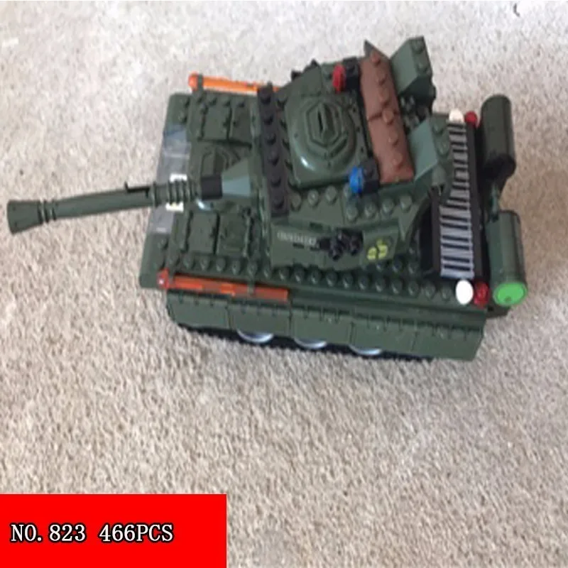 466pcs Building Block Small Grain Boy Assembling Model 6-10 Year Children Alpinia Toys Plastic Military Series Tank 823 | Игрушки и