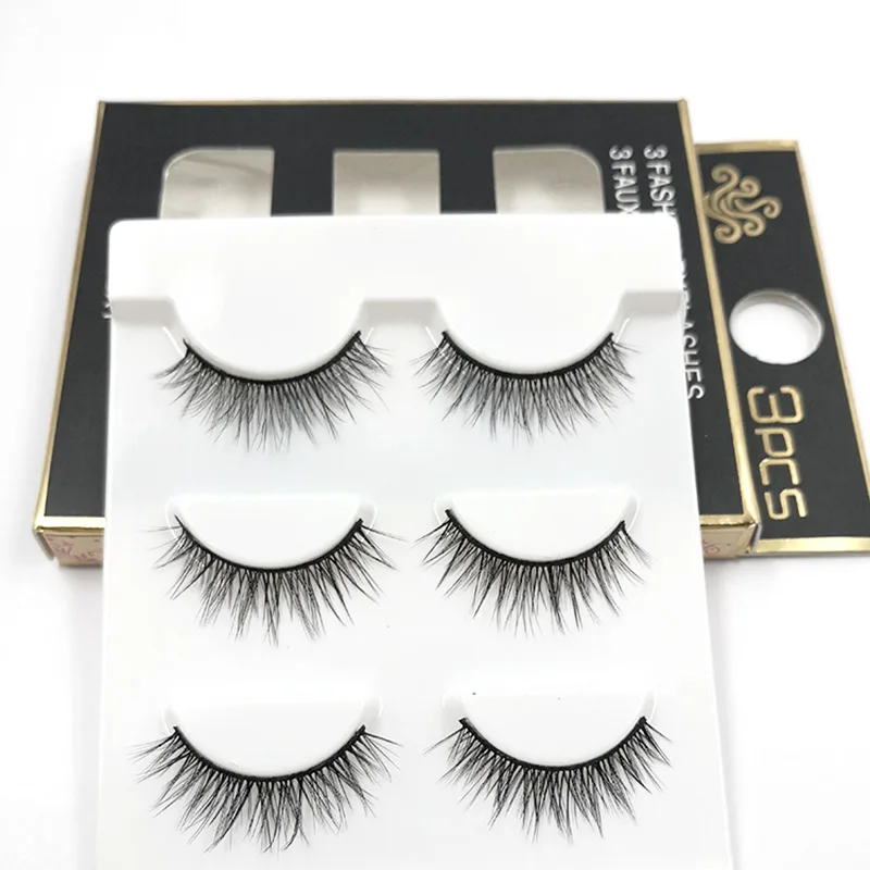 Iflovedekd 3 пар/компл. натуральные длинные накладные ресницы премиум волокна 3D