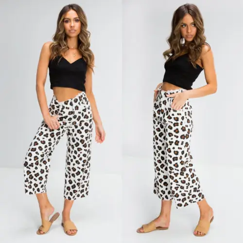 Женские Модные Длинные свободные повседневные брюки с широкими штанинами и