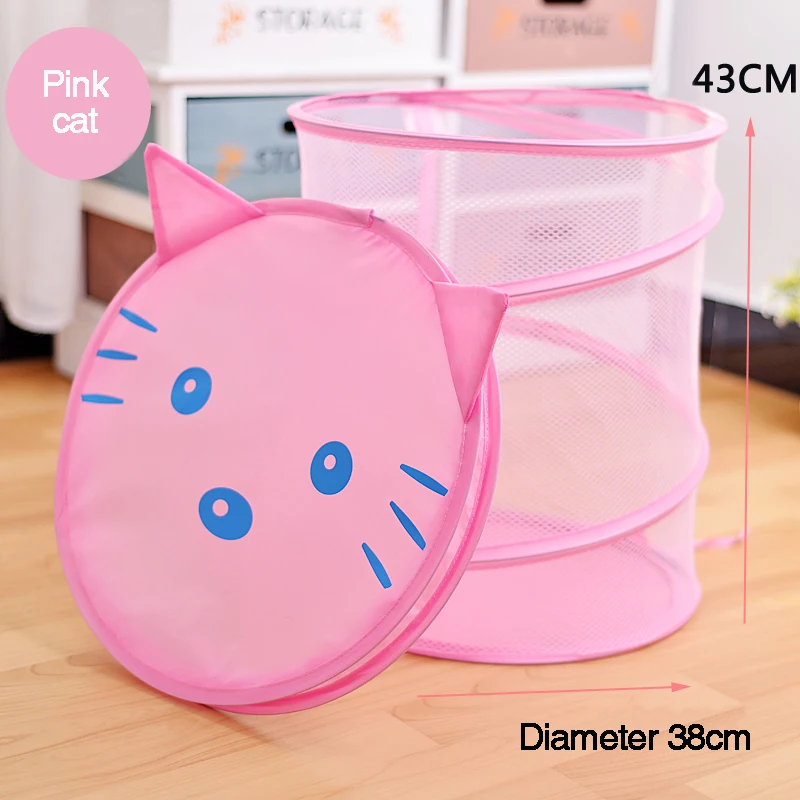 1 Pcs New Folding Cartoon Cylindrical Breathable Laundry Basket For Children Room Decoration Toys Large Storage Organizer | Дом и сад