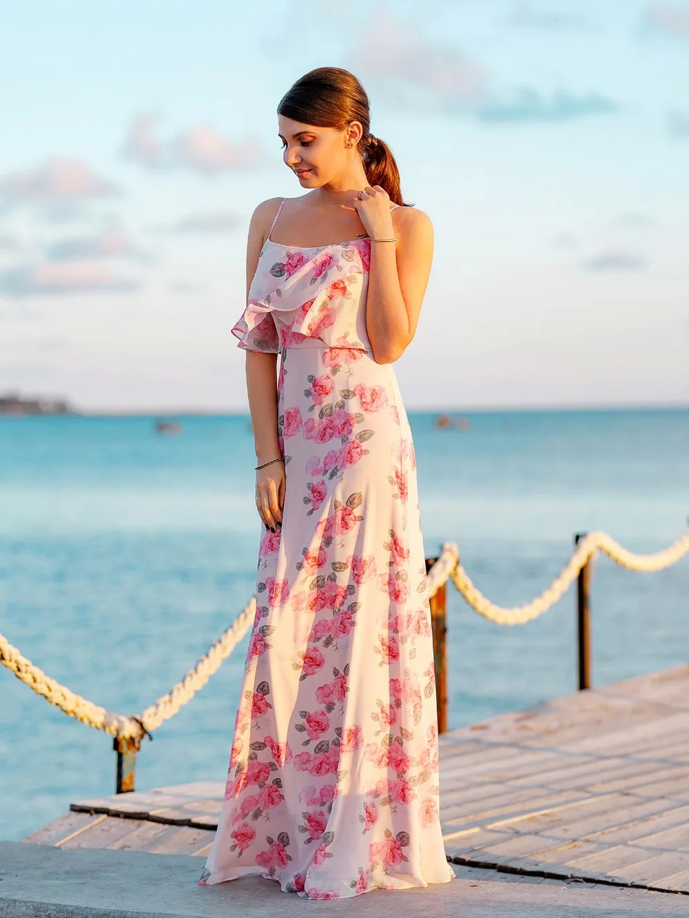 Bridesmaid Dresses Long Ever Pretty EP07236 Cheap Chiffon Sleeveless Floral Beach Dress for Wedding Guest Party Bridemaid robes | Свадьбы и