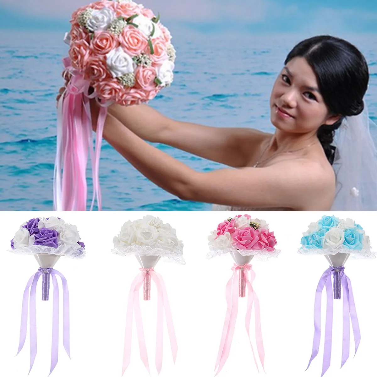 Свадебные букеты ручной работы 4 цвета искусственные цветы из пены для невесты и