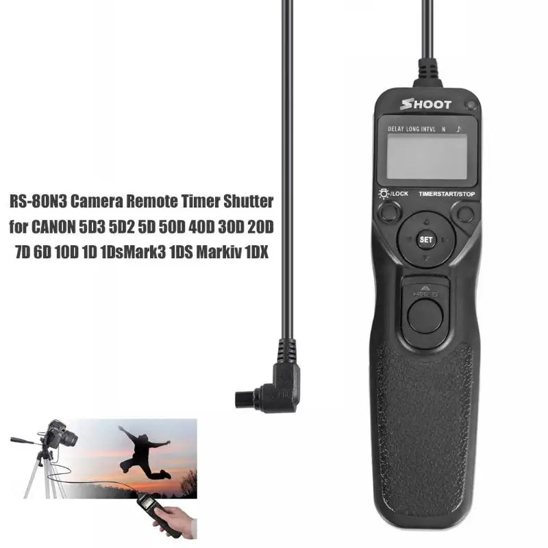 RS-80N3 Camera Remote Timer Shutter Release Cable for Canon 70D 5D3 5D4 7D2 Timing shutter line auxiliary equipment | Электроника