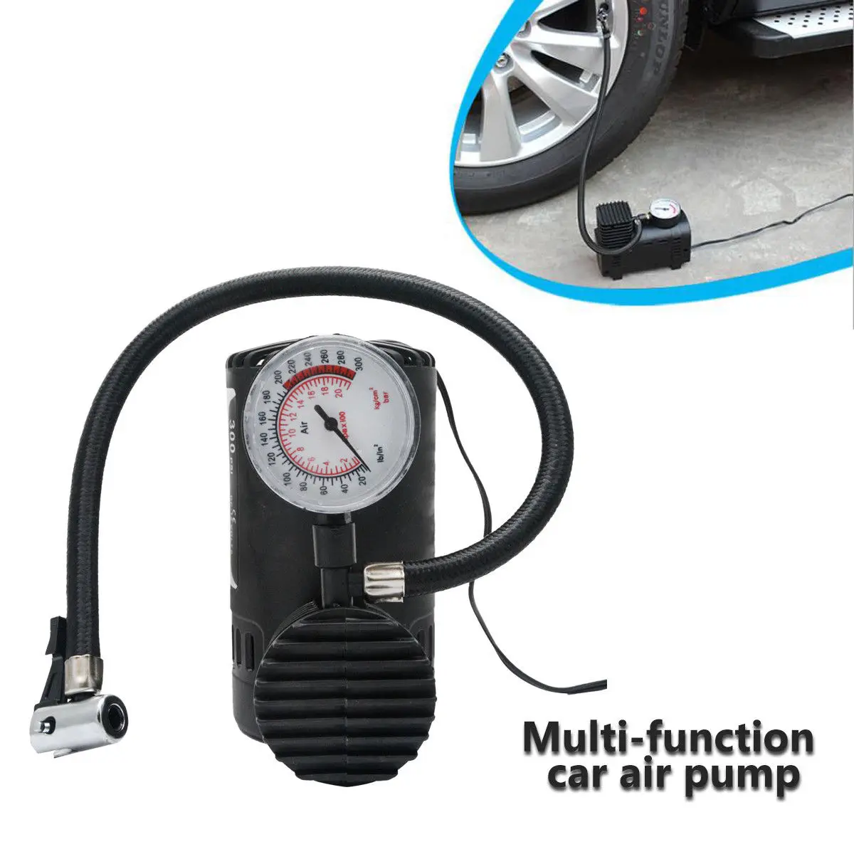 300PSI 12V Мини Воздушный компрессор насос подкачки шин для автомобилей SUV мяч