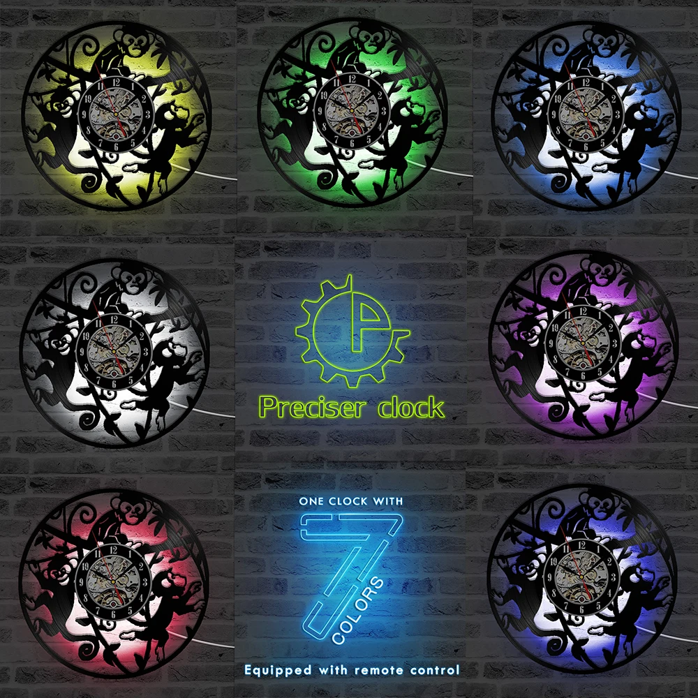 Маленькие обезьянки записывающие часы милые животные 3d настенные антикварные