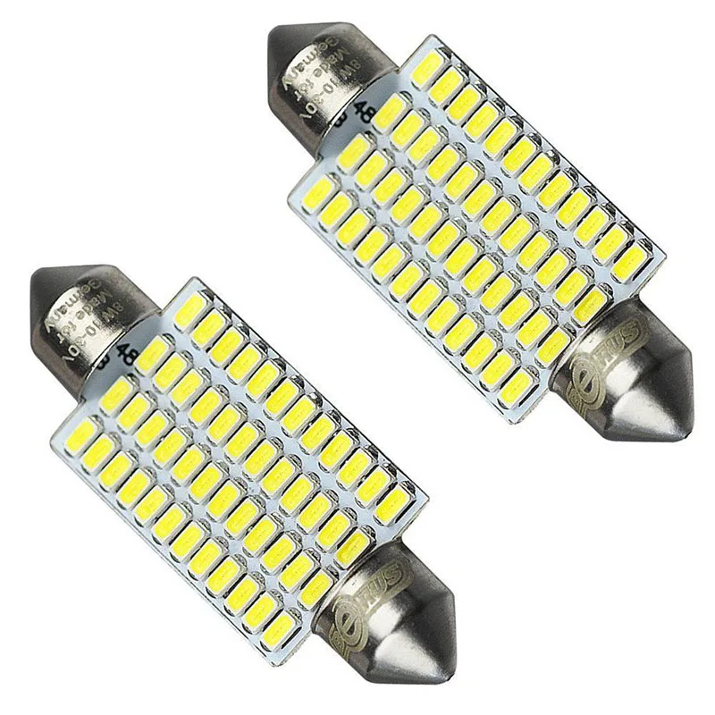 2 шт. 42*17*9 мм 12 ~ 24 V 3014 48SMD 570LM 578 211 212 Белый светодиодный автомобиль интерьерные