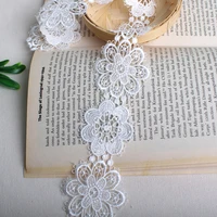 14yardslot width 5cm flower water soluble embroidery lace trim fabric new 2018 diy wedding dress handmade lace accessories
