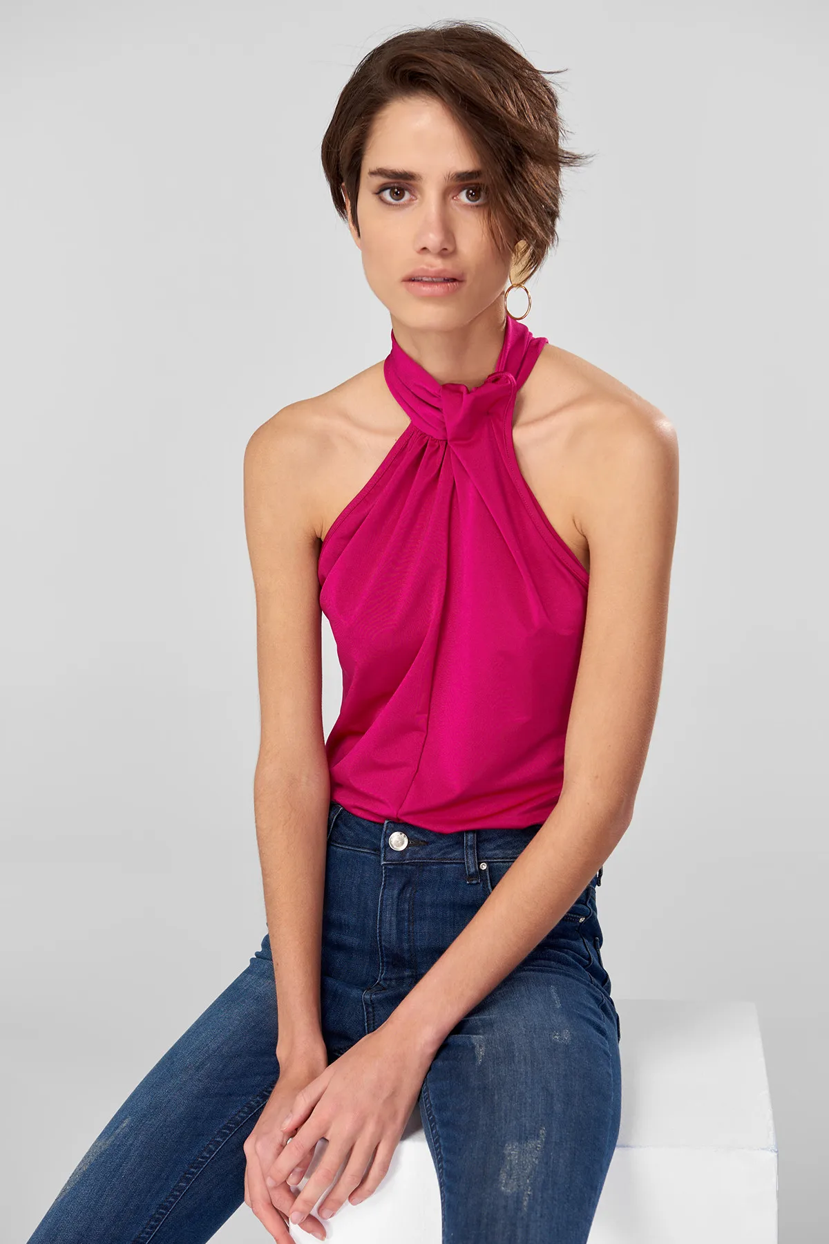 Улучшенный корпус с узлом цвета фуксии Trendyol TOFSS18EK0048| |