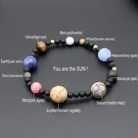 new fashion nine planets of solar system stone beaded elastic bracelet women girl engagement party gifts