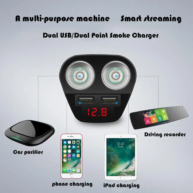 3.4A Auto Parts Car Charger Cigarette Lighter Two Dragged Double USB Multifunctional Mobile Phone One Point Socket 11.11 | Автомобили и