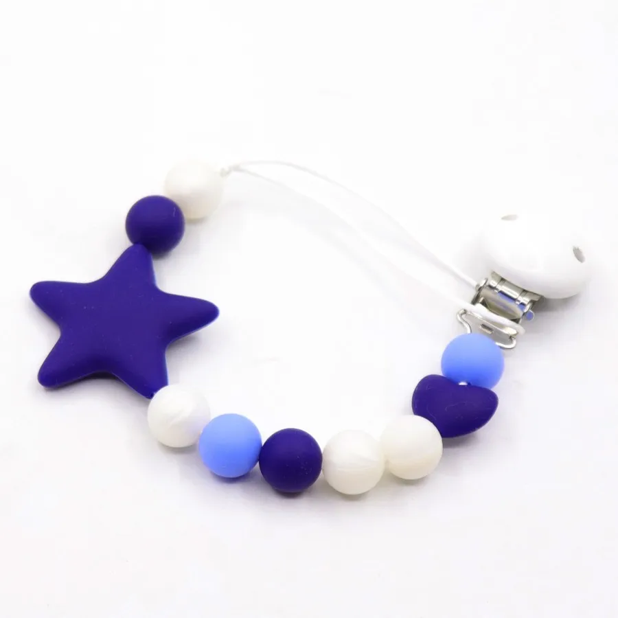 Silicone And Wood Pacifier Clip Wooden Bead Dummy Holder Cute Clips Soother Chains Baby Teething Toy For Chew | Мать и ребенок