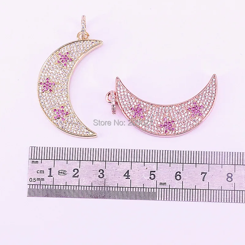 

5Pcs Newest High Quality Mix Color Micro Pave CZ Crescent Moon Charms Pendants Necklaces Jewelry